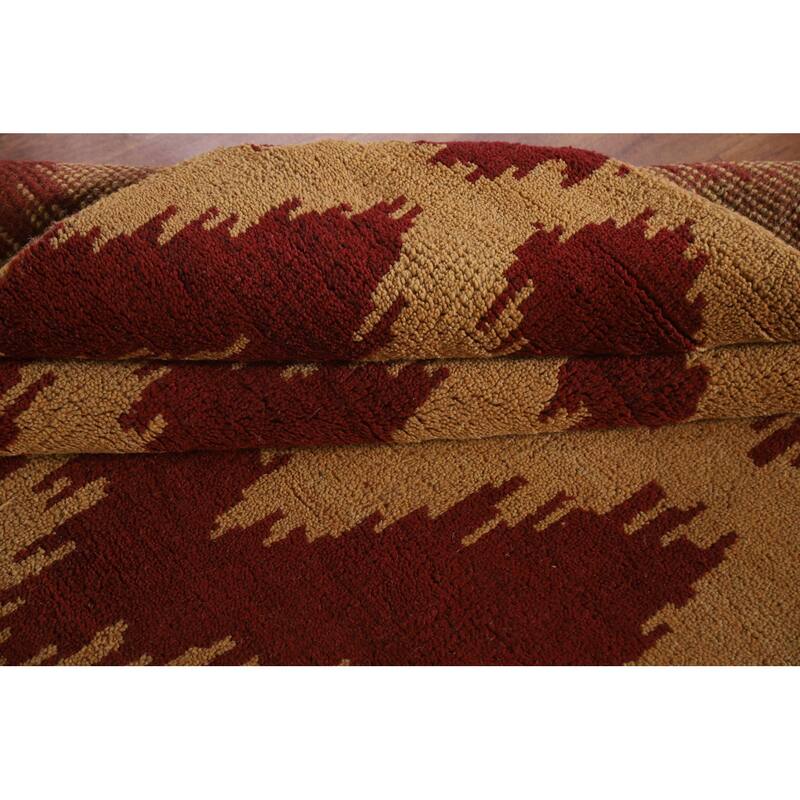 Hand Knotted Oriental 100% Wool Carpet Modern All-Over Yellow & Gold Gabbeh Area Rug - 7' 11'' X 5' 1''