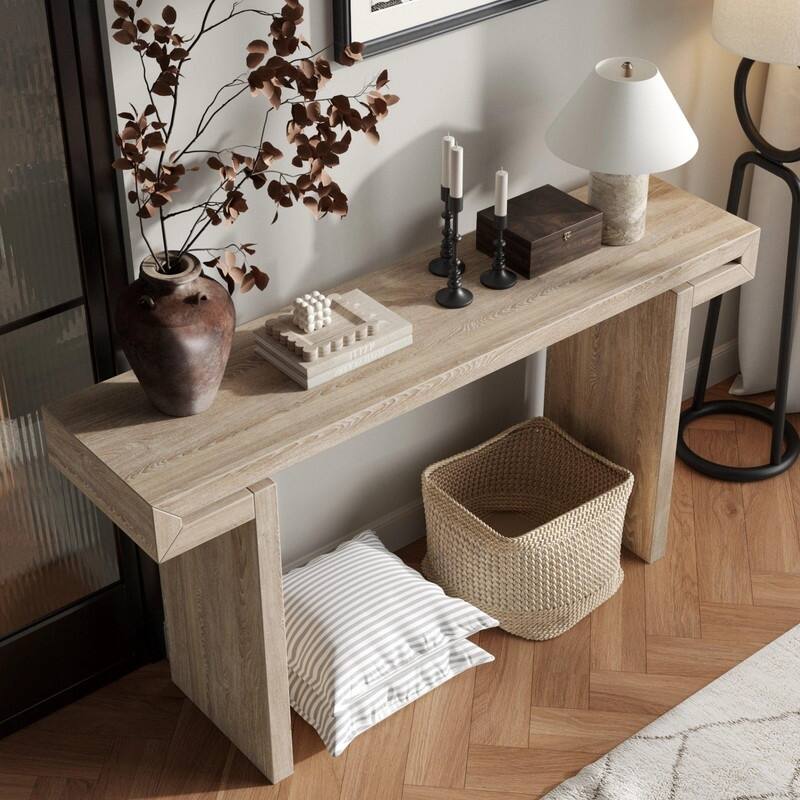 Rustic Farmhouse Console Table Distressed Wood Finish Entryway Sofa Table for Living Room Hallway