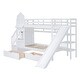 preview thumbnail 44 of 64, Traditional Castle Style Twin Over Twin Bunk Bed with Slide,2 Drawers Under-Bed and Storage Staircase