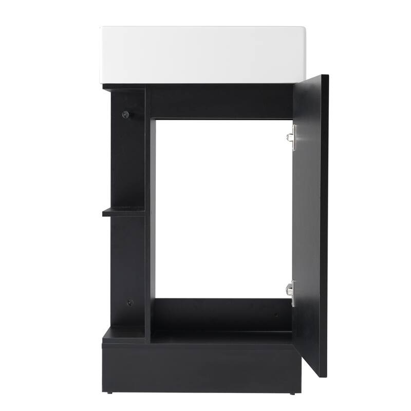 Roomfitters 18.6" Bathroom Vanity with Sink Cabinet with Two-Tier Shelf Left or Right Setup Slim Fit Design