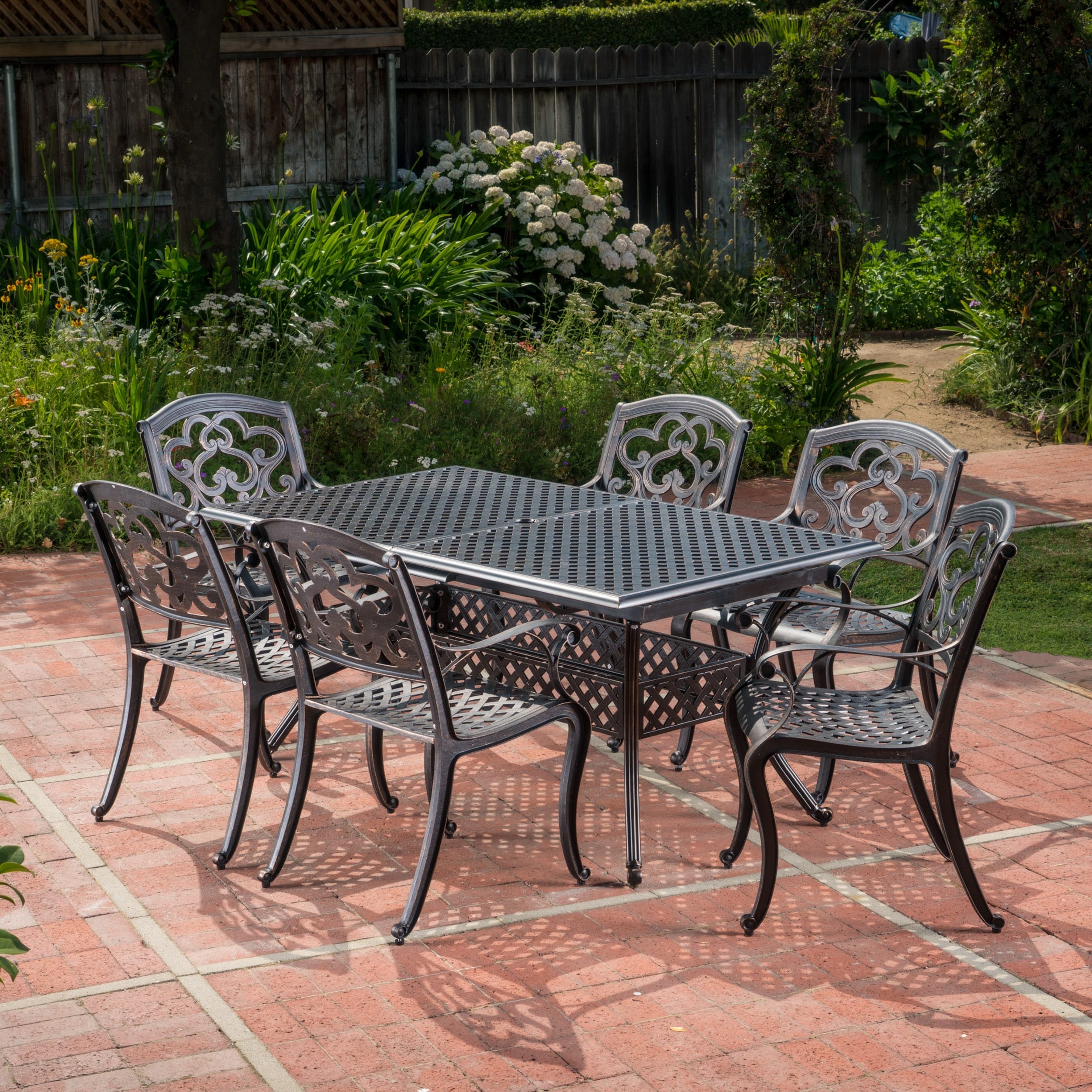 Ckh abigal outdoor copper cast aluminum rustic dining shop set