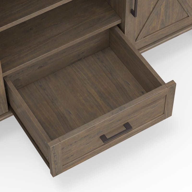WYNDENHALL Cantina SOLID WOOD 53 inch Wide Transitional TV Media Stand in Smoky Brown For TVs up to 60 inches