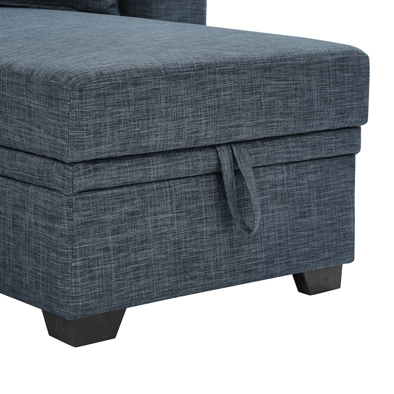 85.5'' Blue Polyester Upholstered Sleeper Sofa