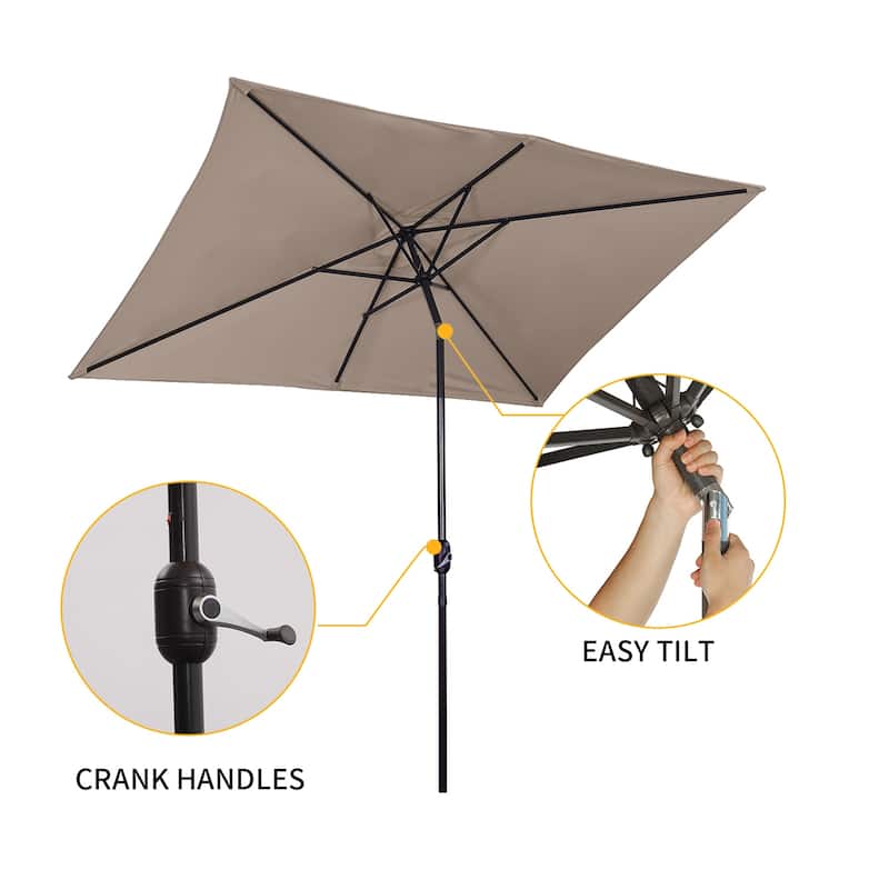 10 ft. Aluminum Rectanglar Market Patio Umbrella without Base