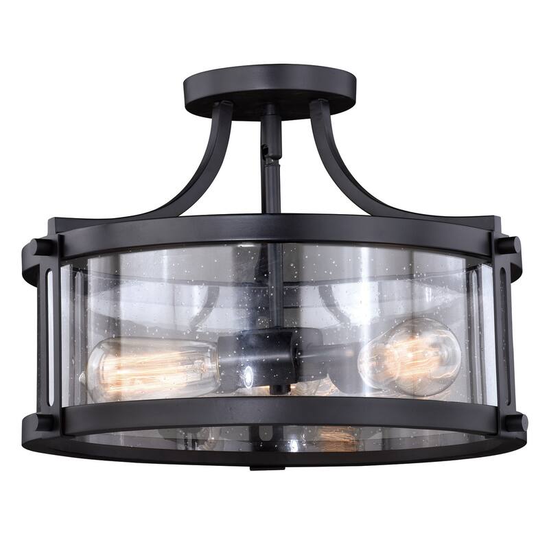 Flush Mount Ceiling Light, Bronze Finish, Clear Glass Shade, Modern Farmhouse Lighting - 11