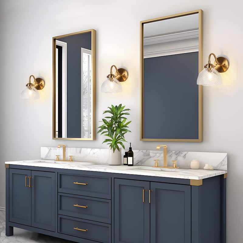 Draki Mid-century Modern Gold Unique Dome Glass Bathroom Light Crooked Vintage Armed Wall Sconce - W 6.7" x H 8.7" x D 10.6"