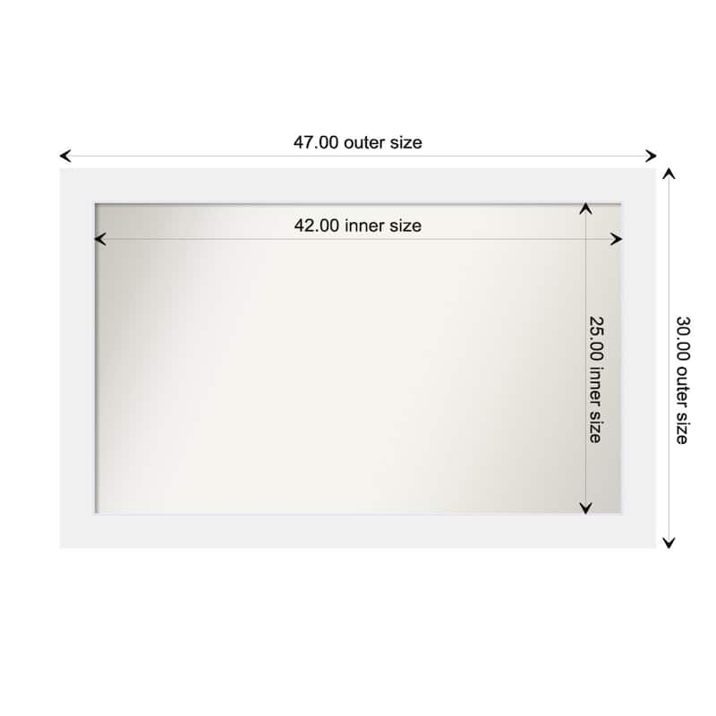 Corvino White Framed Non-Beveled Custom Wall Mirror, Bathroom Vanity Mirror - Outer Size: 47 x 30