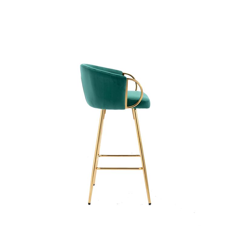 Ostweer Furniture Set of 2 30'' Velvet Simple Base Bar Stool - Cream