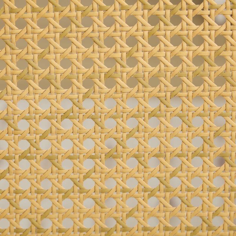 Roomfitters Rattan Dining Chair, Solid Wood Frame with Linen Seat, Rustic Cane-Back Accent Side Chair for Dining Room or Kitchen