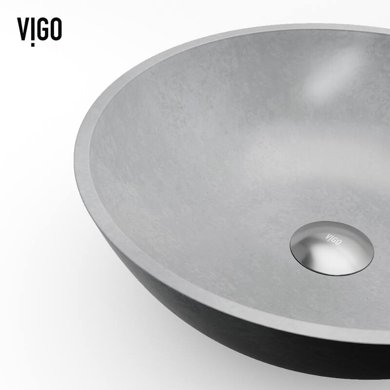 VIGO Ravenna 16"L x 16"W Concrete Vessel Sink and Dunn 11"H Faucet Set