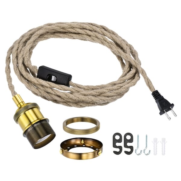 15.4Ft Pendant Light Cord Kit Plug in E26 Socket Vintage Twisted Rope