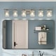 preview thumbnail 2 of 16, Acroma 6-light Modern Statement Crystal Bathroom Vanity Light - 45 inches NickelDust