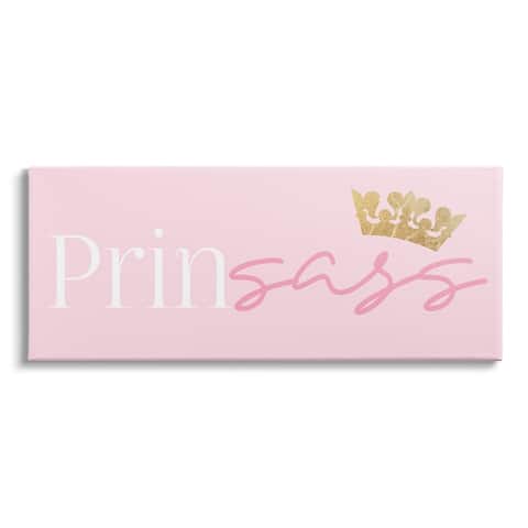 Stupell Industries Princess Sassy Girl Princess Pun Royal Crown Pink Canvas Wall Art - White