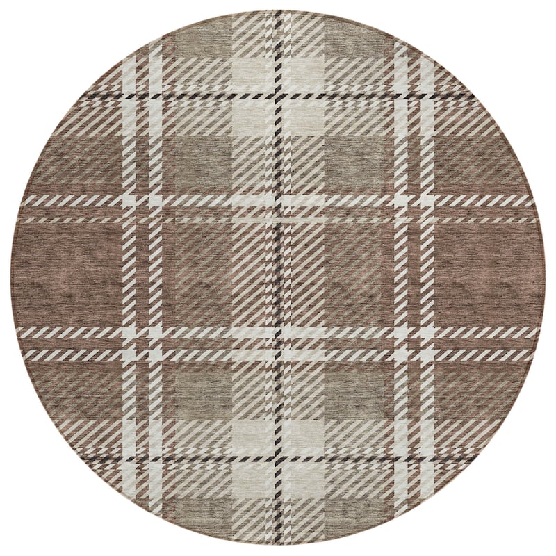 HomeRoots Plaid Transitional Rectangle Outdoor Rug