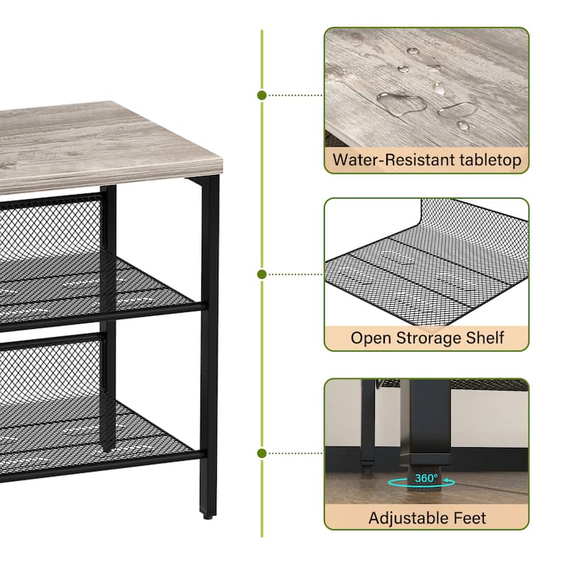 Modern Nightstand End Table 2 Shelves Bedside Table Set of 2