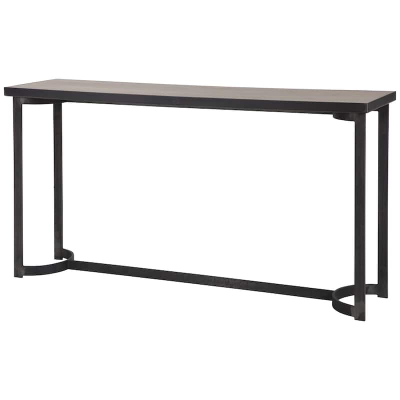 Uttermost Basuto 62" Long Oak Veneer Top Iron Lodge Style Console