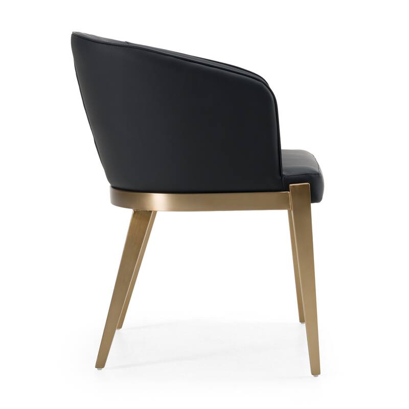Modrest Kravitz Modern Dark Grey Vegan Leather & Antique Brass Dining Chair