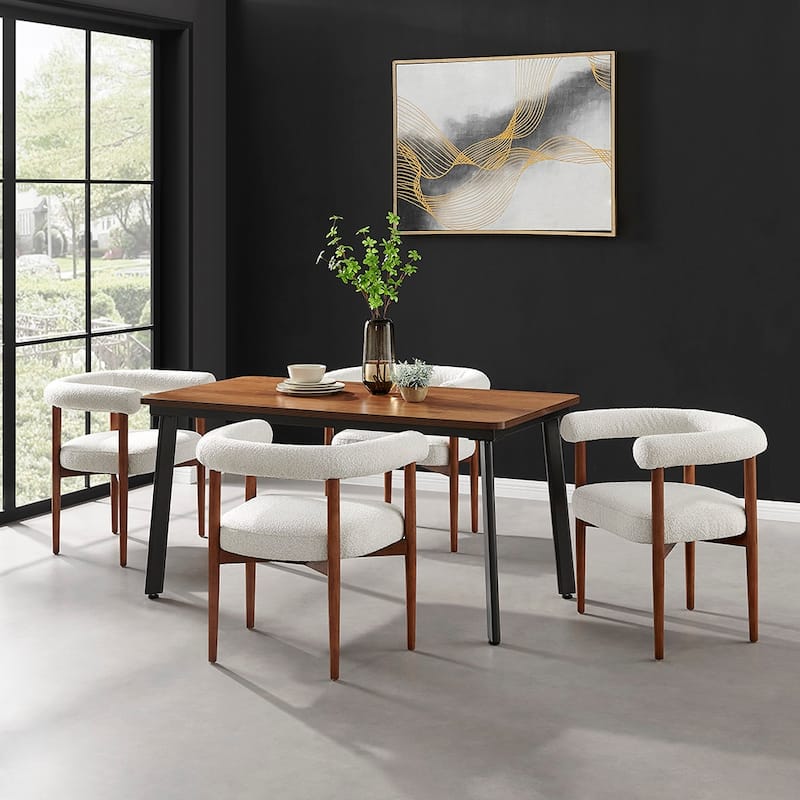 NPD Furniture Keanu Boucle Dining Side Chair - Single - Beige - Dining Height