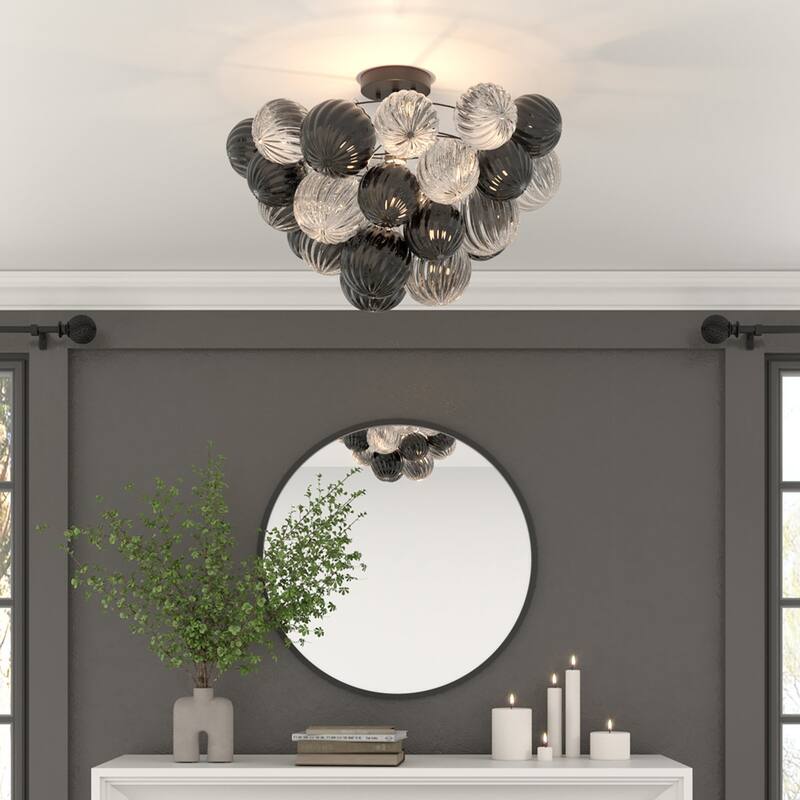 Eroile 1-light Modern Dimmable Glass Flush Mount Ceiling Lighting