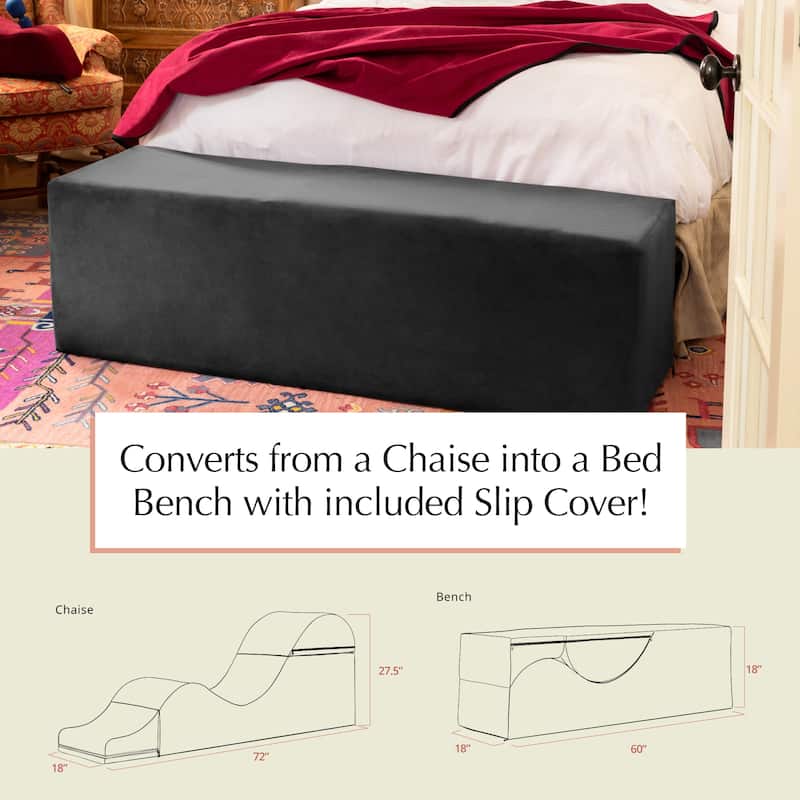 Avana Kami Convertible Chaise / Yoga & Massage - 2-In-1 Ottoman with Concealed Fold Out Yoga Lounge Chair, Microvelvet