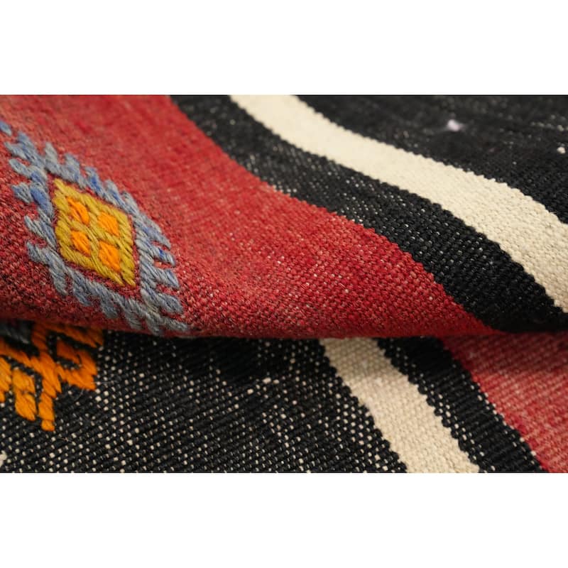 Hand Woven Oriental 100% Wool Carpet Southwestern Tribal Coral Kilim Area Rug - 9' 2'' X 5' 7''