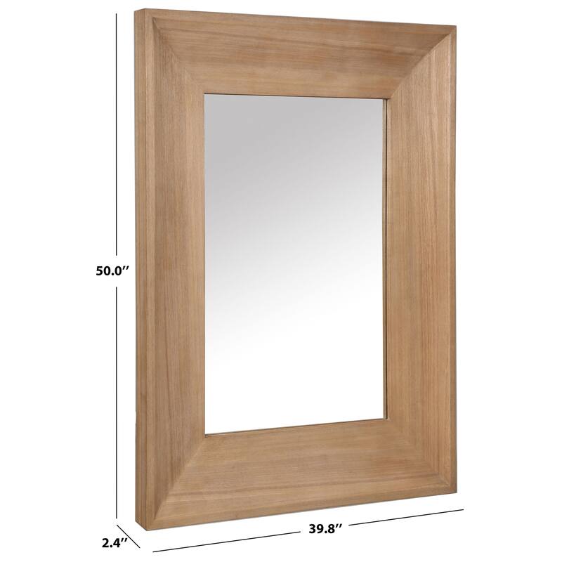 SAFAVIEH Couture Ingall Natural 36.5-inch Vertical Rectangle Wood Mirror - 39.8"W x 2.4"D x 36.5"H