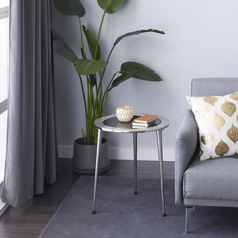 Aluminum Metal Accent Table - Silver - Roche River Decor