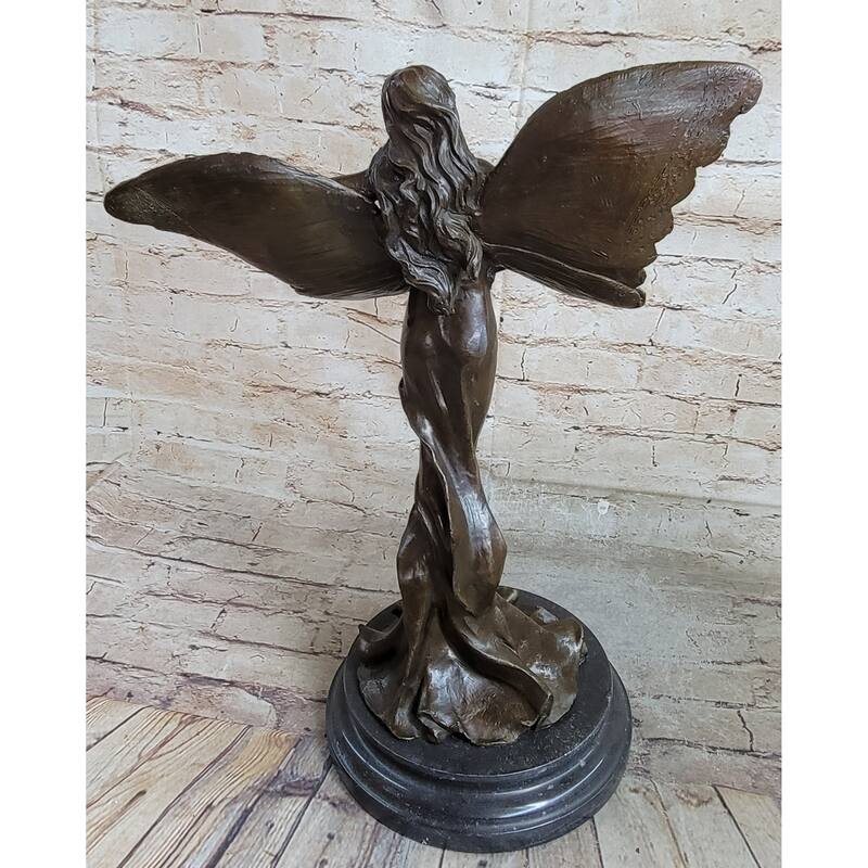 Young Butterfly Girl Rising Up From Flowing Robe With Arms Extended Bronze Gift