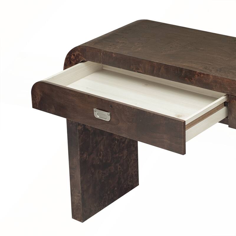 Modern Entryway Table with Burl Wood Veneer