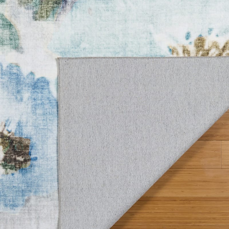 Licensed HGTV Everyday Chic Soft Flannel Zero Pile Printed Non-Slip Washable Indoor Area Rug