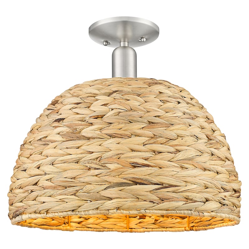 Innovations Lighting Endless Possibilities Arcadia - Woven Rattan - 1 Light 16" Semi-Flush Mount