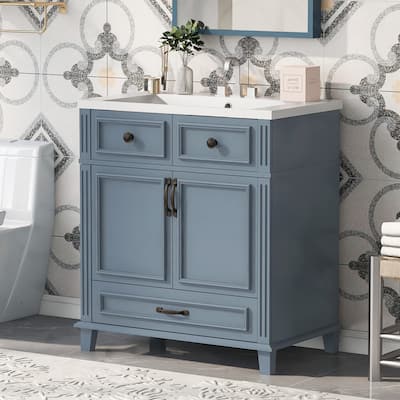 Merax 30'' Bathroom Vanity with Resin Sink with Drawer