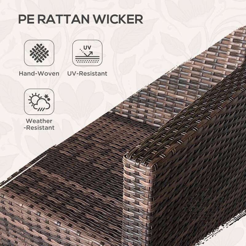 5PC PE Rattan Patio Set, Armchairs, Footstools, Cushions