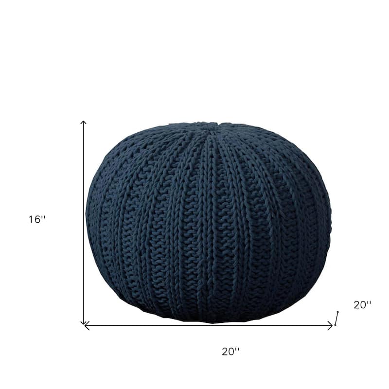 20" Round Cotton Pouf Ottoman for Living Room, Footrest and Extra Seating