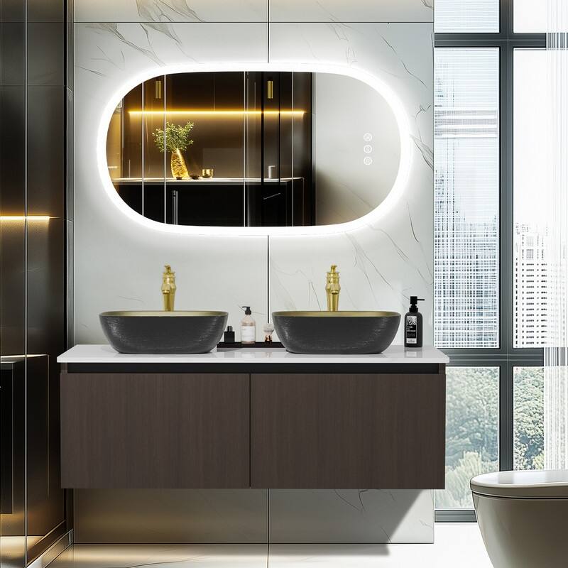 Vintage Aluminium Bathroom Vanity With Countertop Sink Copper Faucet Set