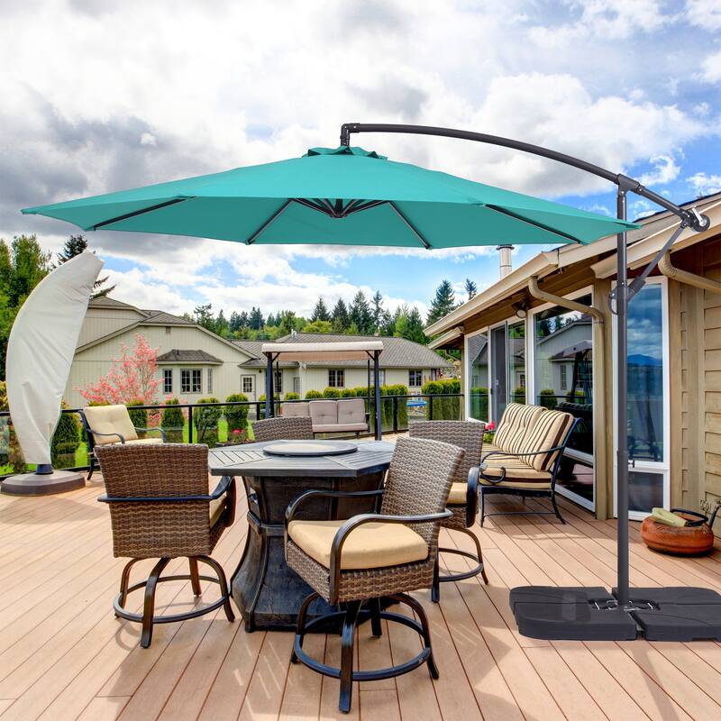 BONOSUKI 10ft Patio Offset Umbrella Outdoor Hanging Umbrella - Pacific Blue