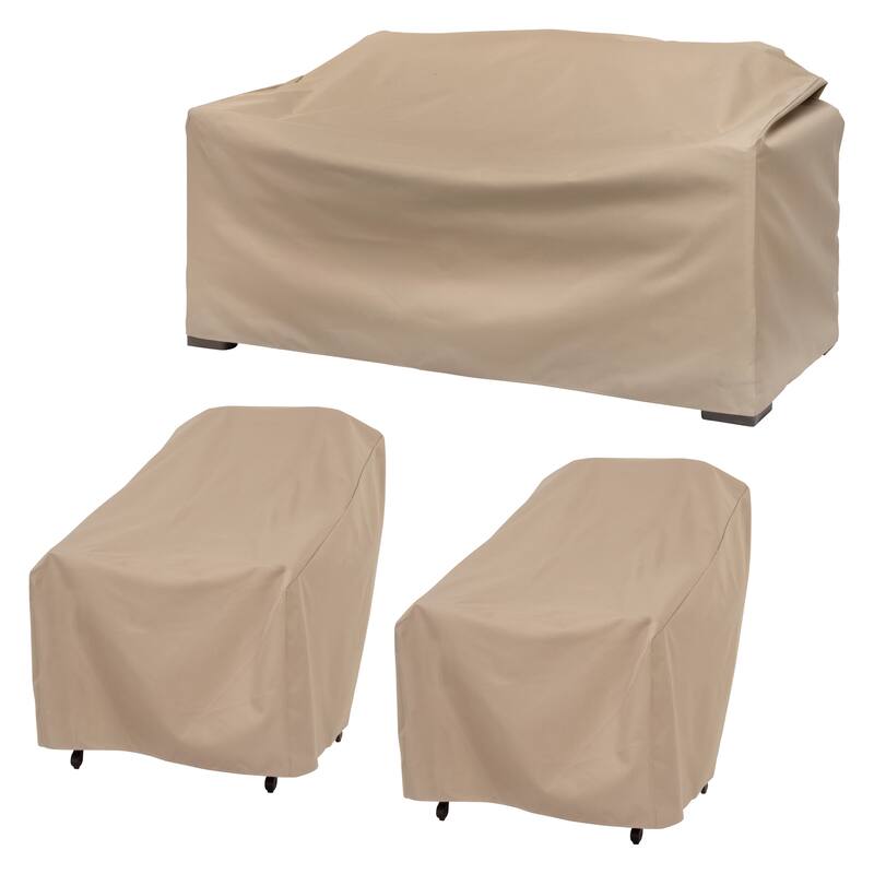 Modern Leisure Basics Conversation Set, 2 Patio Chairs & 1 Loveseat Cover - 2-Pack - 2-Pack - Beige