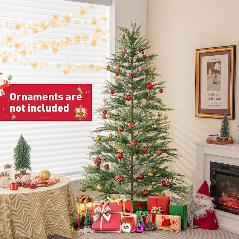 Costway 6.5 FT/7.5FT Pre-Lit Christmas Tree Hinged with 470/612 PE