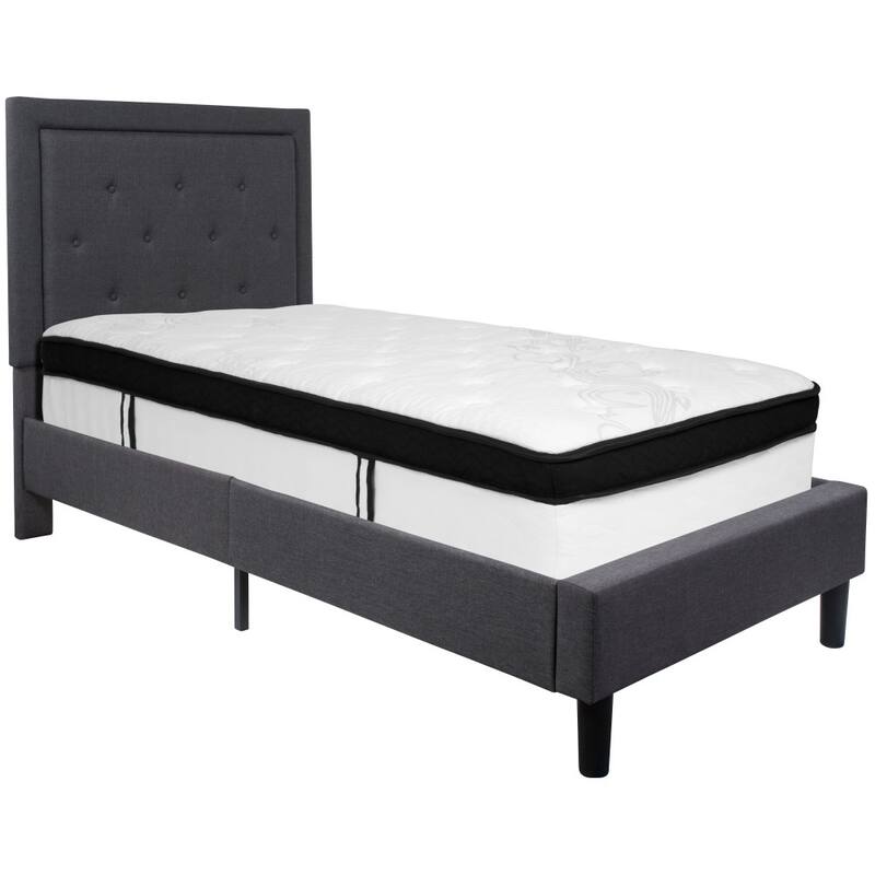 Panel Tufted Platform Bed and Memory Foam Pocket Spring Mattress