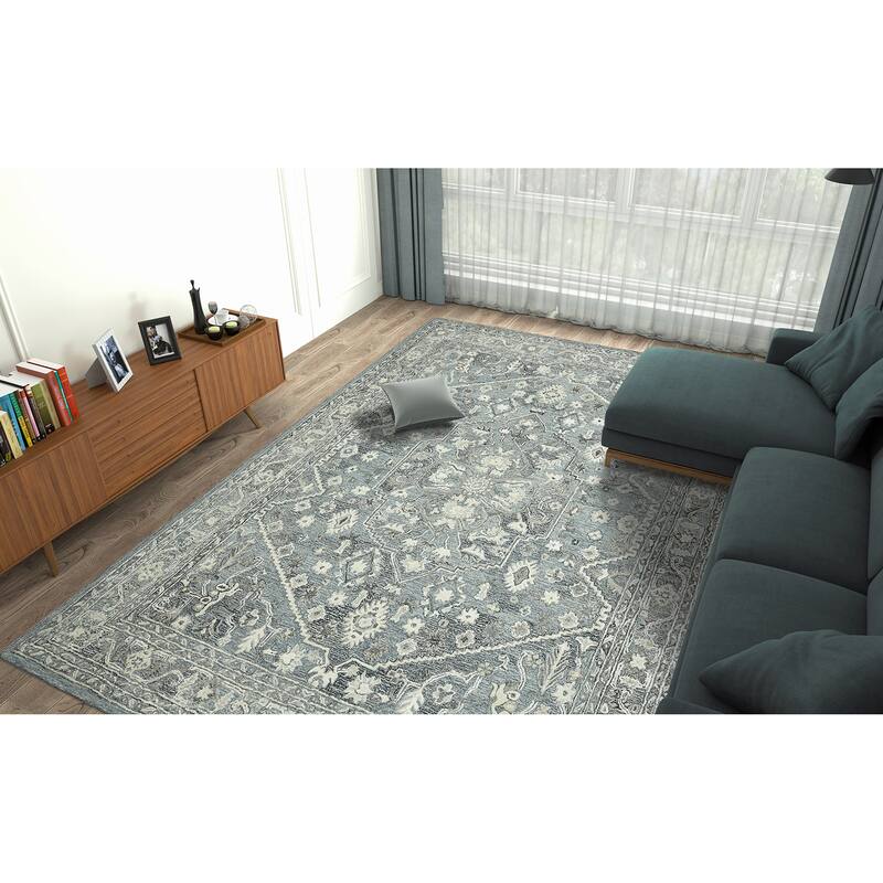 Copper Grove Jennings Transitional Hand-tufted Area Rug - 3'6"x5'6" - Steel Blue