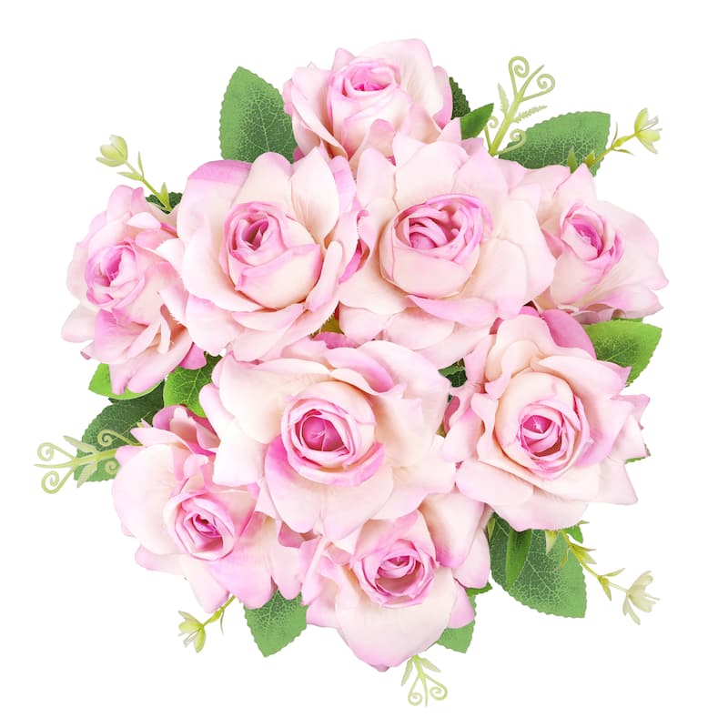 Set of 2 Blush Lavender Artificial Gardenia Rose Flower Stem Bush Bouquet 17in - 17" L x 11" W x 11" DP