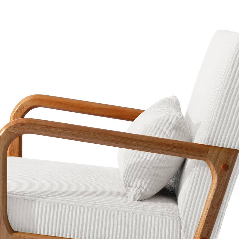 25" W Mid Century Upholstered Wood Accent Chair with Pillow set of 2