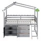preview thumbnail 3 of 13, Grey Twin Pinewood Loft Bed with Fence and Storage