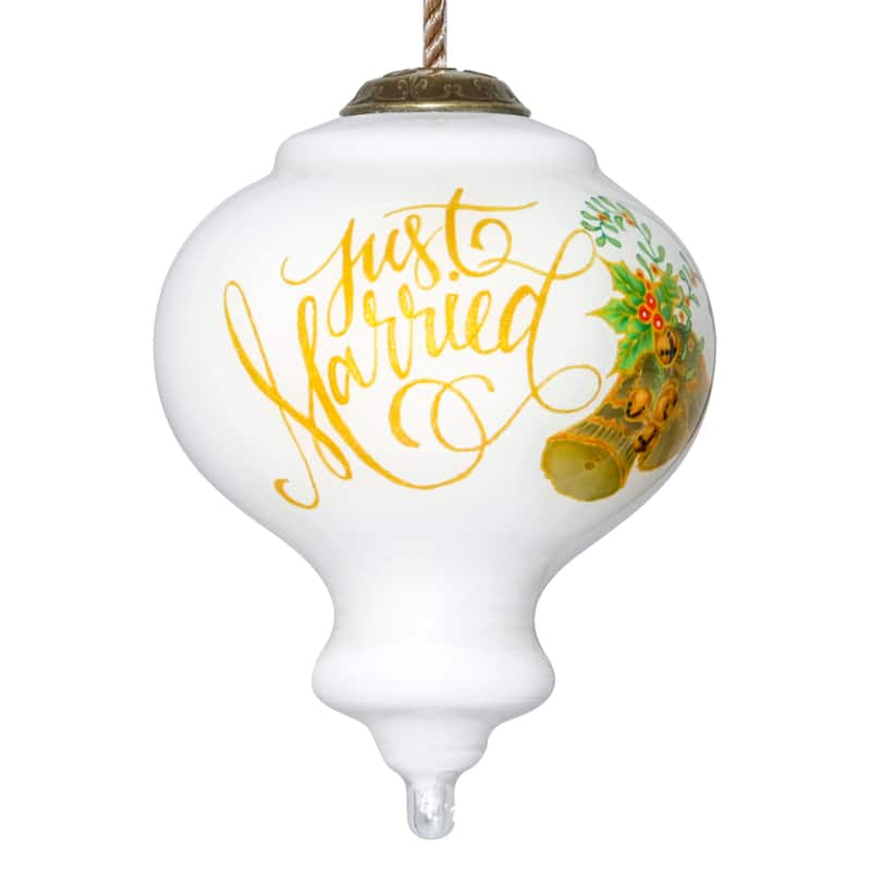 Inner Beauty Just Married Hand Painted Glass Ornament - N/A