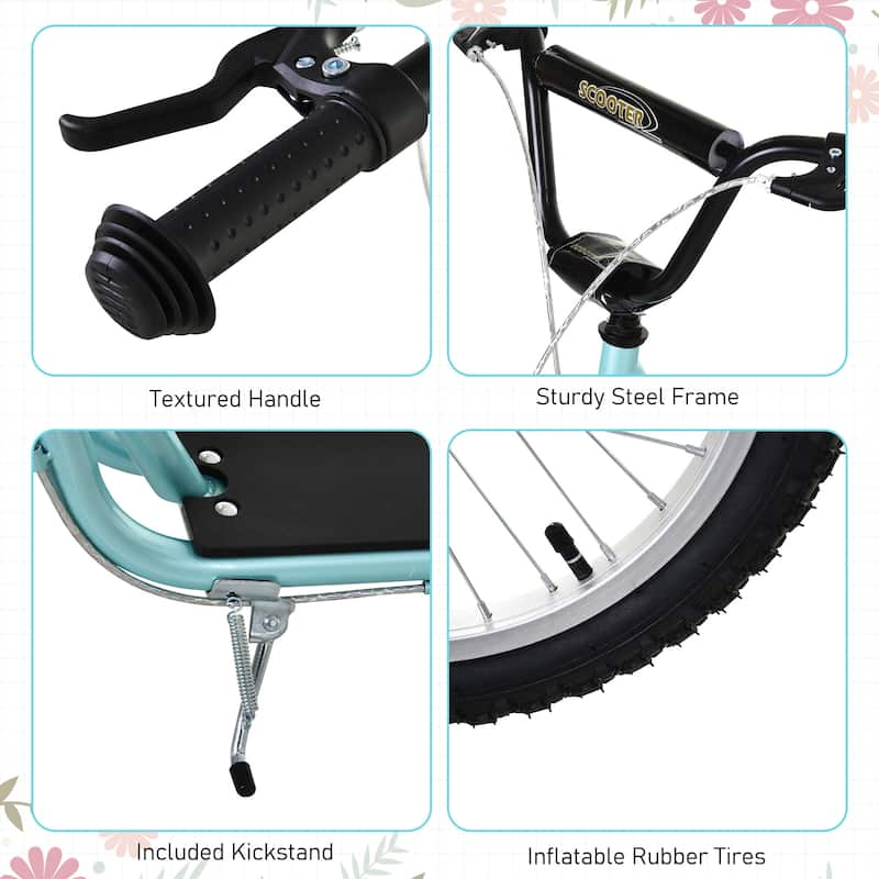 Adjustable Kick Scooter for Kids with Dual Brakes, Inflatable Tires, Basket, and Cup Holder - Ages 5-12