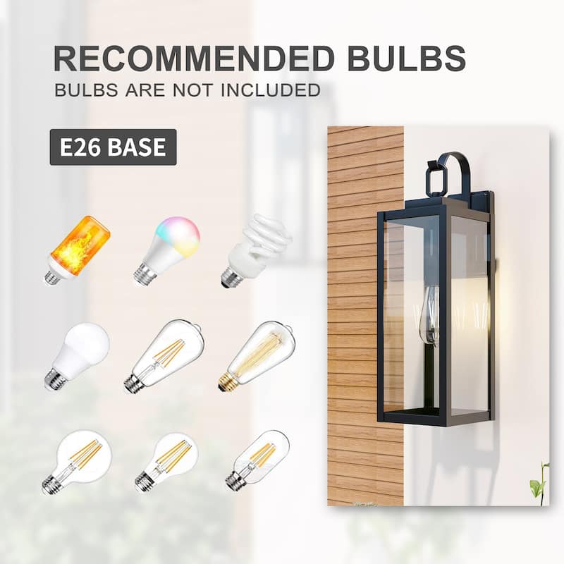 2 Pack 1-Light Matte Black Outdoor Wall Light - 7"x8.81"x22.5"