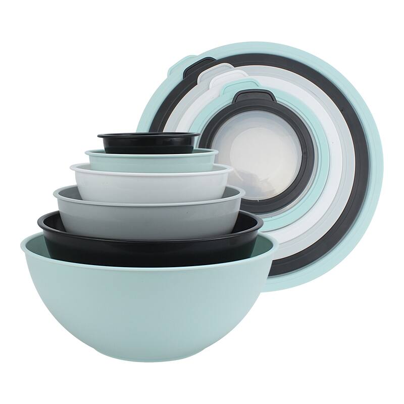 COOK WITH COLOR - 12 Piece Plastic Nesting Bowls - 6 Prep Bowls and 6 Lids, Microwave Safe