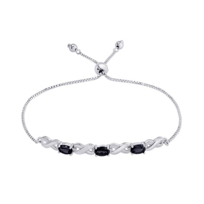 Victoria Townsend .925 Sterling Silver Sapphire Bolo Adjustable Bracelet