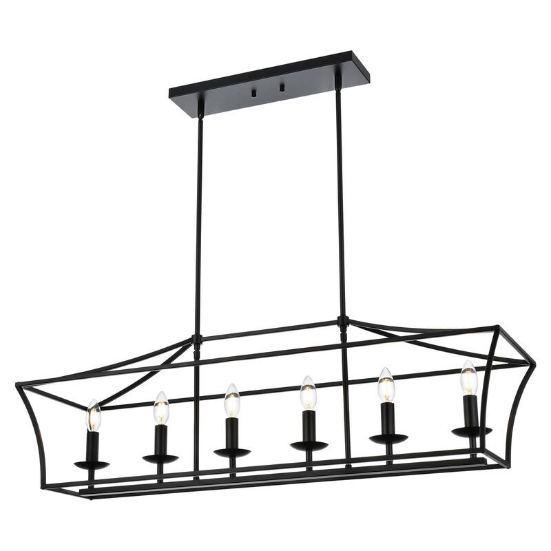 6-Light Black Linear Farmhouse Chandelier