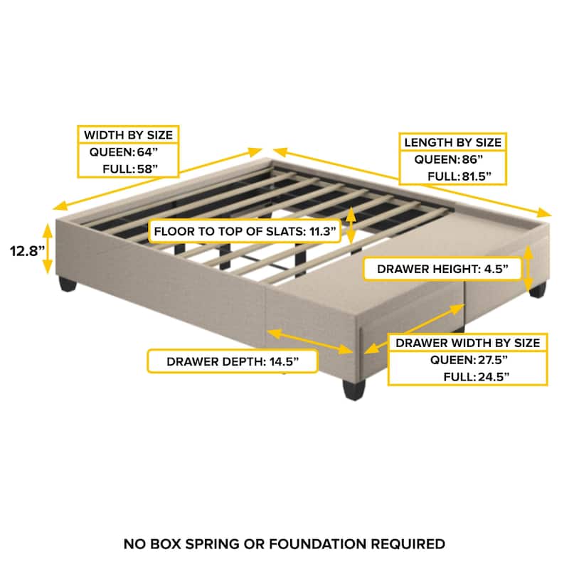 Boyd Sleep Parma Upholstered Platform Storage Bed with Drawers